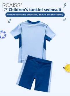 roaiss 2Pcs Professional Training Swimsuit for Kids Round Neck Quick Dry Elastic Hot Spring Split Set Children Soft Skin-Friendly Breathable Bathing Suit Recommended by Coach Cute Summer Gift  - Image 3