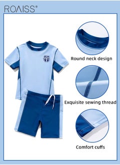 roaiss 2Pcs Professional Training Swimsuit for Kids Round Neck Quick Dry Elastic Hot Spring Split Set Children Soft Skin-Friendly Breathable Bathing Suit Recommended by Coach Cute Summer Gift  - Image 2