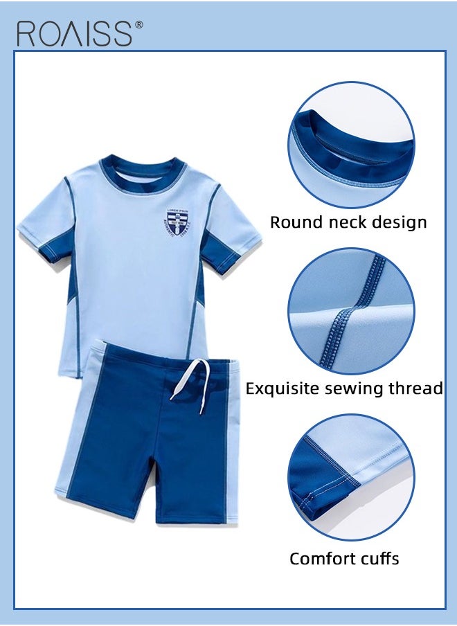 roaiss 2Pcs Professional Training Swimsuit for Kids Round Neck Quick Dry Elastic Hot Spring Split Set Children Soft Skin-Friendly Breathable Bathing Suit Recommended by Coach Cute Summer Gift  - Image 2