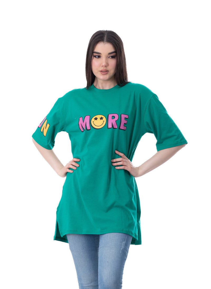 بيبو تيشيرت حريمي طويل اكمام قصيرة مطبوع - Image 1