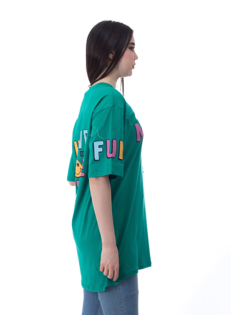 بيبو تيشيرت حريمي طويل اكمام قصيرة مطبوع - Image 2