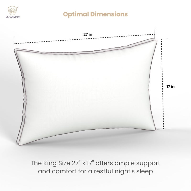 MY ARMOR Gusseted Hotel Pillows for Sleeping Down Alternative Hypoallergenic Bed Pillows Suitable for Side and Back Sleepers Soft and Supportive White Pack of 2 - Image 5