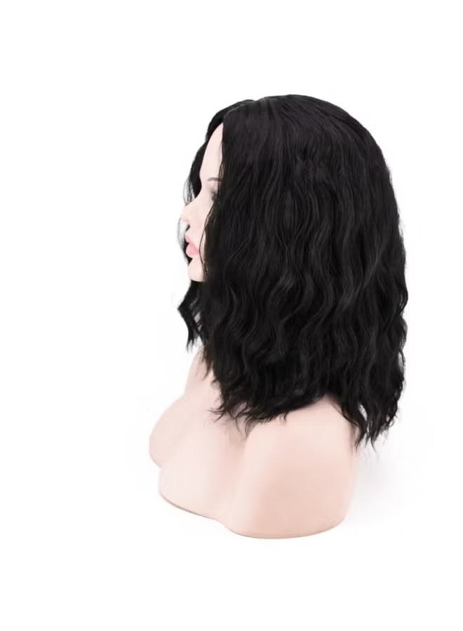 أوشن شعر مستعار السيدات أزياء شعر مستعار كامل ، موجة الشعر القصير شعر مستعار أسود التصميم الطبيعي شعر مستعار السيدات الطرف موجة تجعيد الشعر Cosplay فتاة الطرف أو الحياة اليومية ، أسود - Image 4