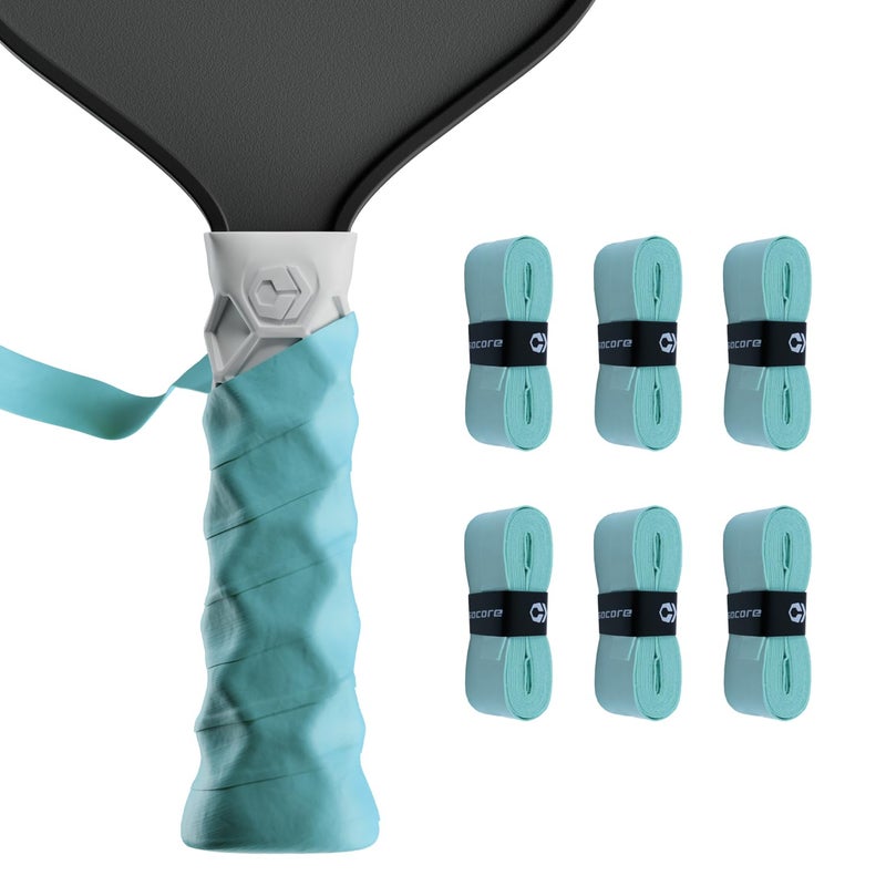 Hesacore Hesatac Overgrip Tape â€“ 6 Pack â€“ Turquoise â€“ for Pickleball, Padel & Tennis â€“ Sweat Absorbing, Soft, Anti-Slip, Stretchable Overgrip - Image 1