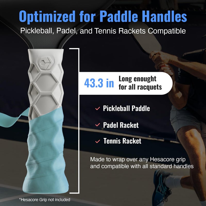 Hesacore Hesatac Overgrip Tape â€“ 6 Pack â€“ Turquoise â€“ for Pickleball, Padel & Tennis â€“ Sweat Absorbing, Soft, Anti-Slip, Stretchable Overgrip - Image 2