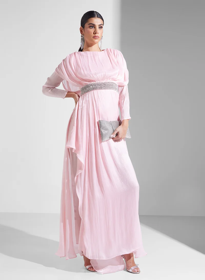 Namshi x Drapped Dress With Embellished Waist