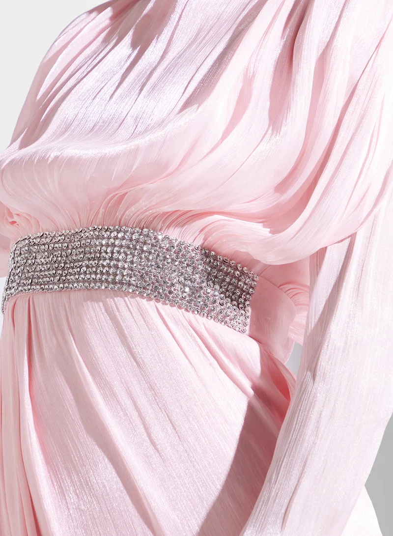 Namshi x Drapped Dress With Embellished Waist