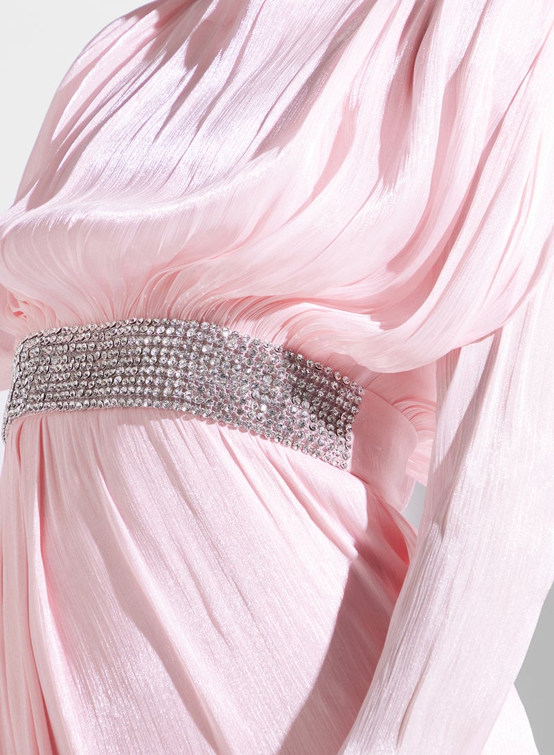 Namshi x Drapped Dress With Embellished Waist - Image 4