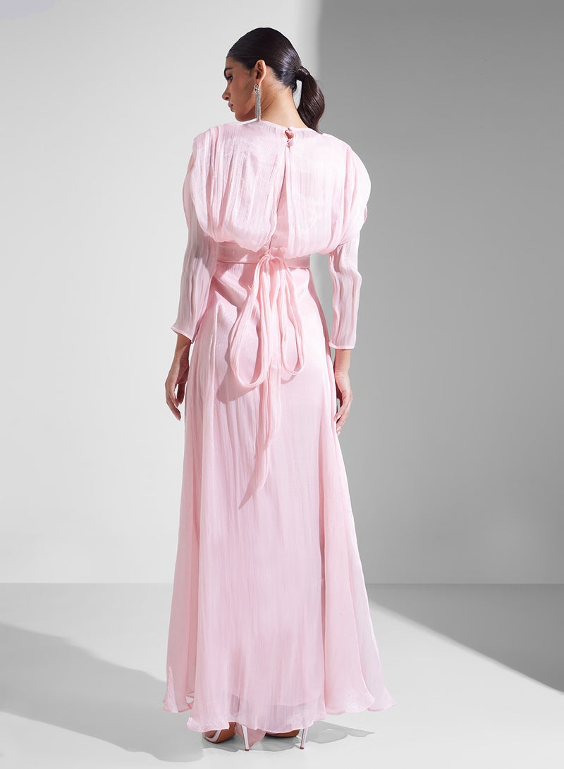 Namshi x Drapped Dress With Embellished Waist - Image 2