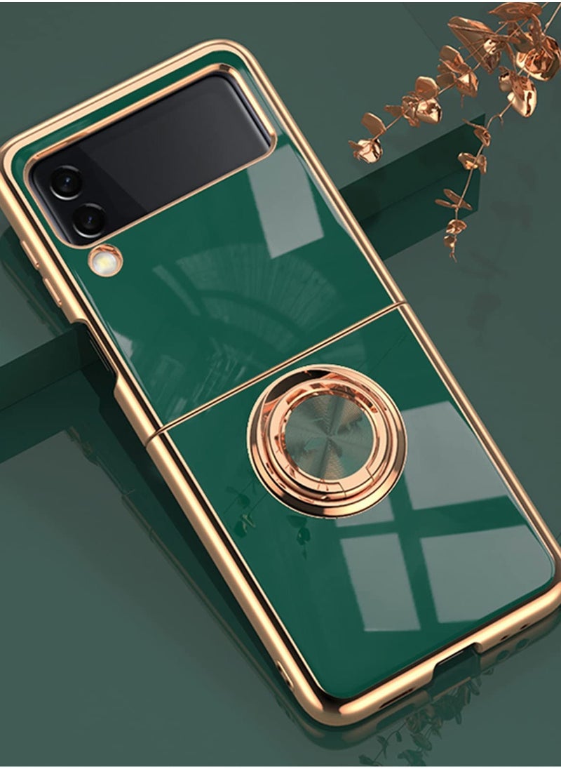 KASTWAVE - KASTWAVE Design for Samsung Galaxy Z Flip 4 5g Phone Case, Luxury Gold Electroplated Edge Case with Kickstand Ring Holder - Image 1