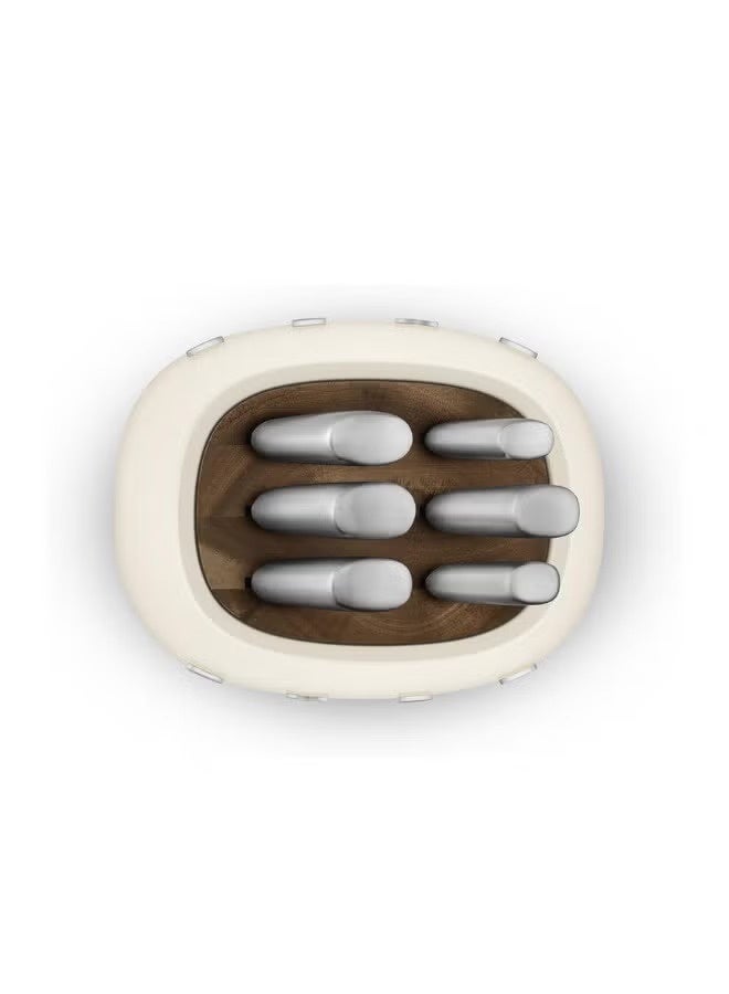 Smeg, KBSF02CR Knife Block, 6 Knives Included in Stainless Steel, Stainless Steel Block Body and Knife Slot, Acacia Wood, Cream - Image 3