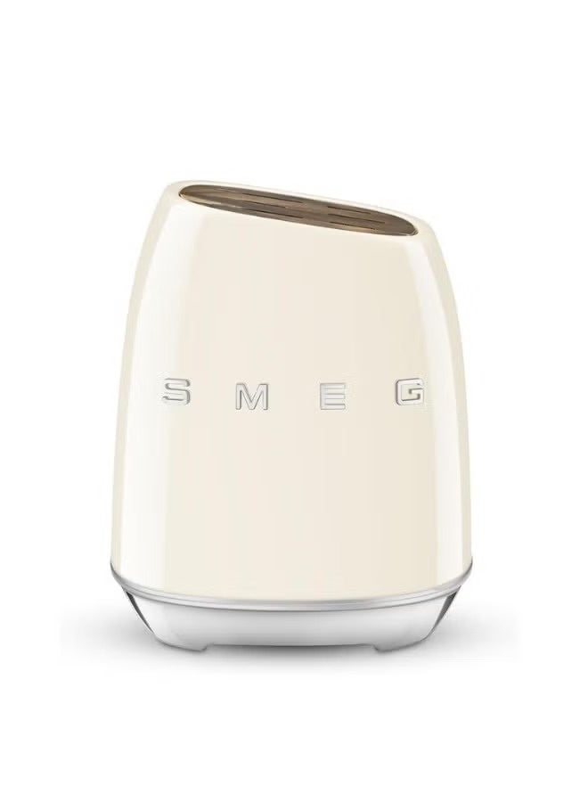 Smeg, KBSF02CR Knife Block, 6 Knives Included in Stainless Steel, Stainless Steel Block Body and Knife Slot, Acacia Wood, Cream - Image 5