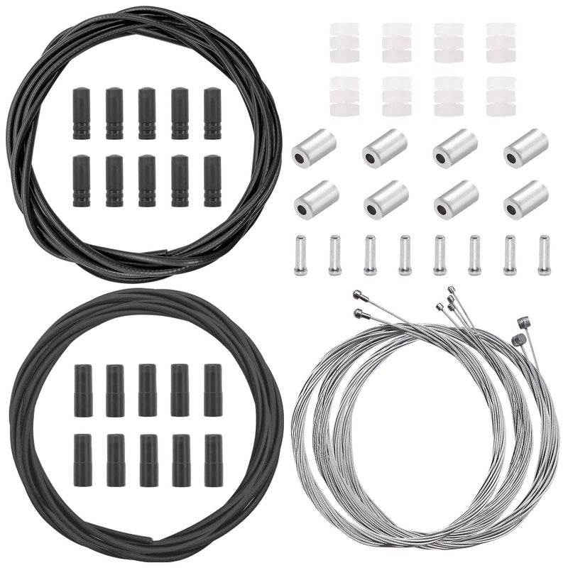 Mankk Universal Bicycle Brake Cable And Shift Cable Bicycle Shift Derailleur Cable & Brake Cable Housing Kit With Brake Cable End Caps And O-Rings For Mountain Road Bike Repair - Image 1