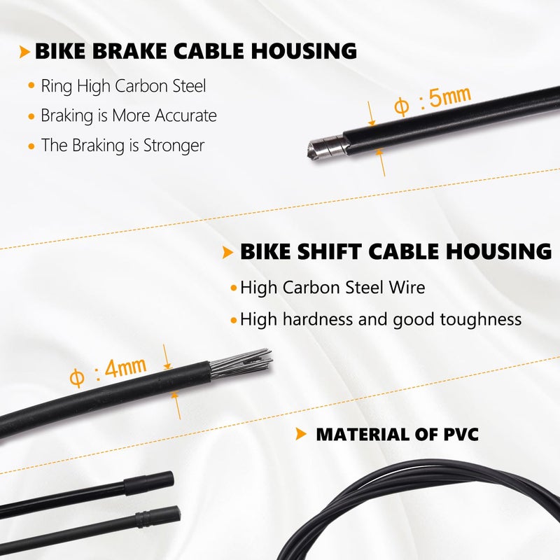Mankk Universal Bicycle Brake Cable And Shift Cable Bicycle Shift Derailleur Cable & Brake Cable Housing Kit With Brake Cable End Caps And O-Rings For Mountain Road Bike Repair - Image 5