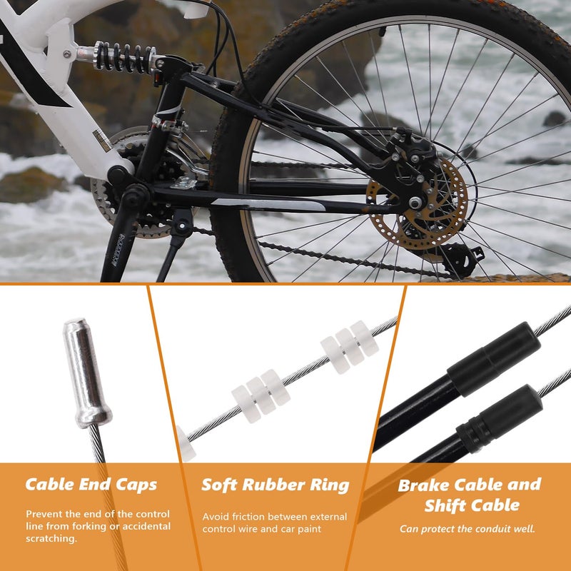 Mankk Universal Bicycle Brake Cable And Shift Cable Bicycle Shift Derailleur Cable & Brake Cable Housing Kit With Brake Cable End Caps And O-Rings For Mountain Road Bike Repair - Image 4