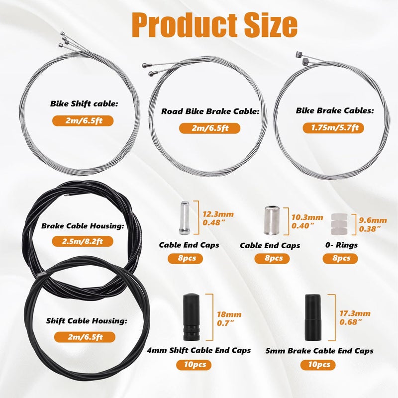 Mankk Universal Bicycle Brake Cable And Shift Cable Bicycle Shift Derailleur Cable & Brake Cable Housing Kit With Brake Cable End Caps And O-Rings For Mountain Road Bike Repair - Image 2