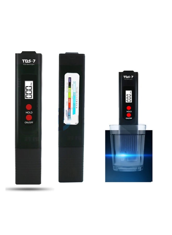 شابية جهاز اختبار TDS للمياه، جهاز قياس PH EC TDS-7 لقياس صلابة المياه بدقة عالية، قلم لاختبار نقاء مياه حوض السمك وحمام السباحة، للزراعة وحمامات السباحة ومياه الشرب - Image 1
