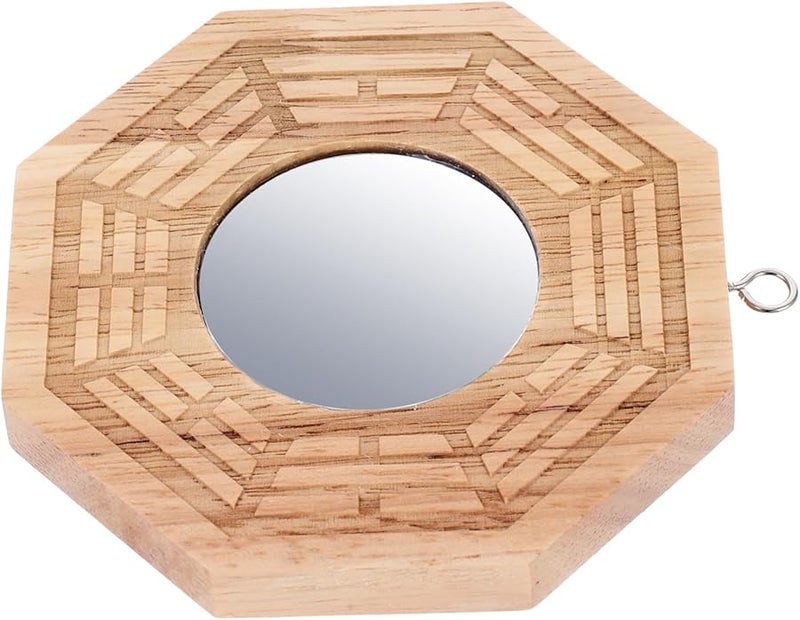 Wooden Bagua Convex Mirror Feng Shui Wall Decor for Home Office Luck Fortune - Image 2