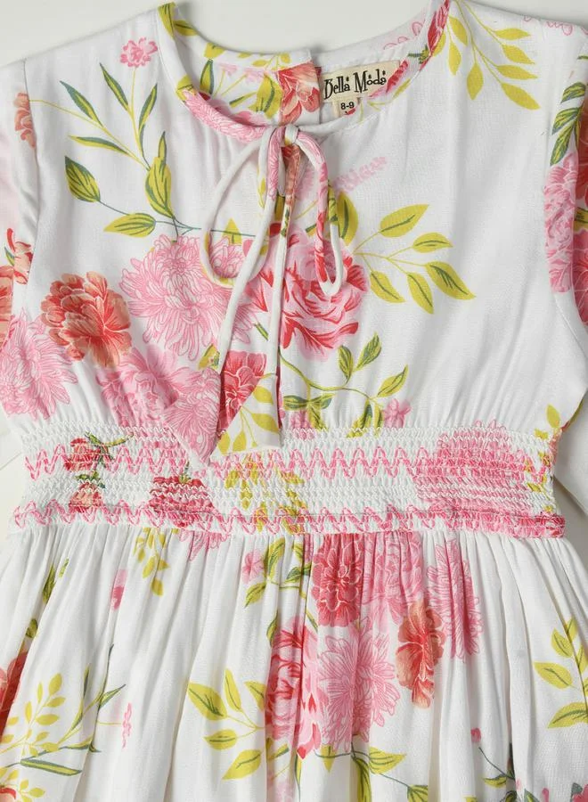 BELLA MODA Floral Print Smocked Waist Dress by Styli