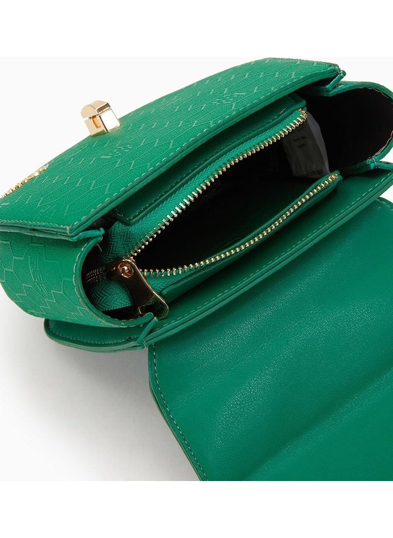 Levidor Grass Green Embossed Honeycomb Pattern Handbag  - Image 3