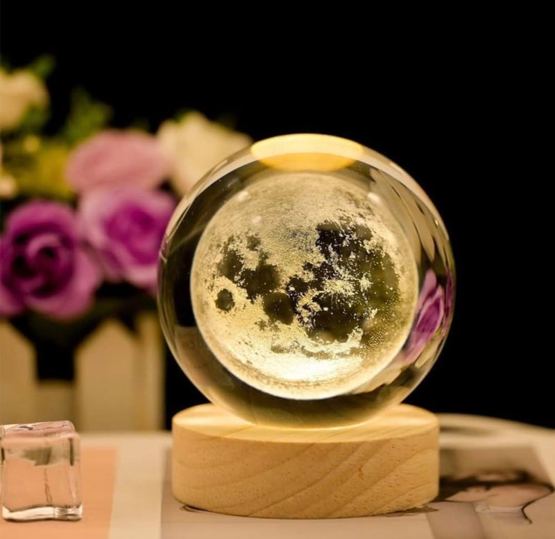 Rylan Moon Crystal Ball Night Light,2.4 Inch Glass Ball Night LED Lamp with Woodern Base,Decorations Gifts for Men,Women,Kids,Boys,Girls,Teens - Image 4