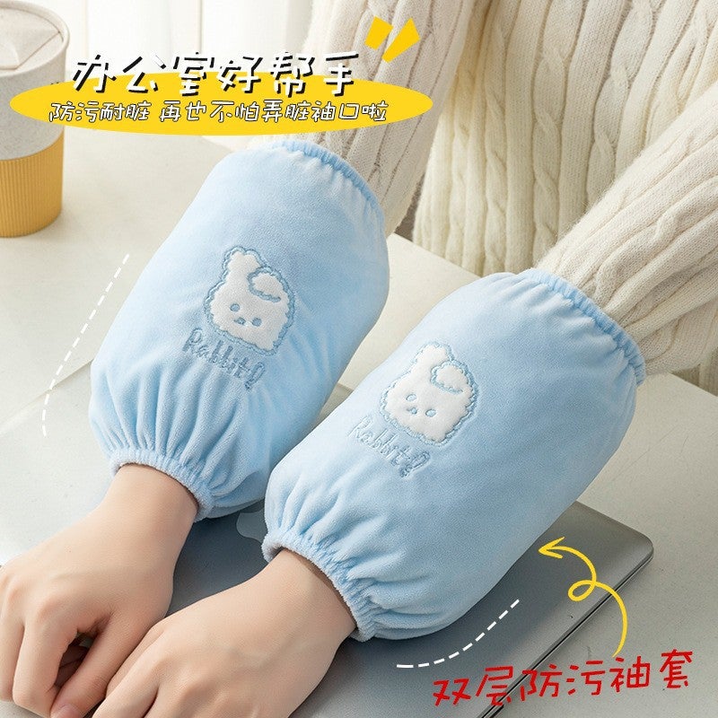 CuteCartoon Long Sleeve Cufflinks Autumn Winter Waterproof Dirt-resistant Arm Protector New 2023 Model For Students And Adults Rabbit sky blue 