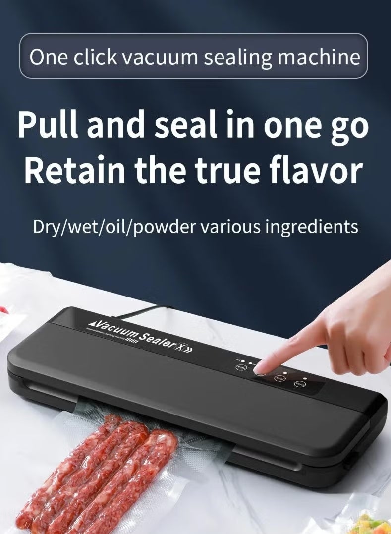 SKT Shiketro Food Vacuum Sealer Machine, Dual-purpose Dry/Wet Preservation Fully Automatic Sealing Machine, 60KPA Automatic For Food Preservation With 10Pcs Bags, Touch Buttons Digital Display Detachable Cleaning - Image 4