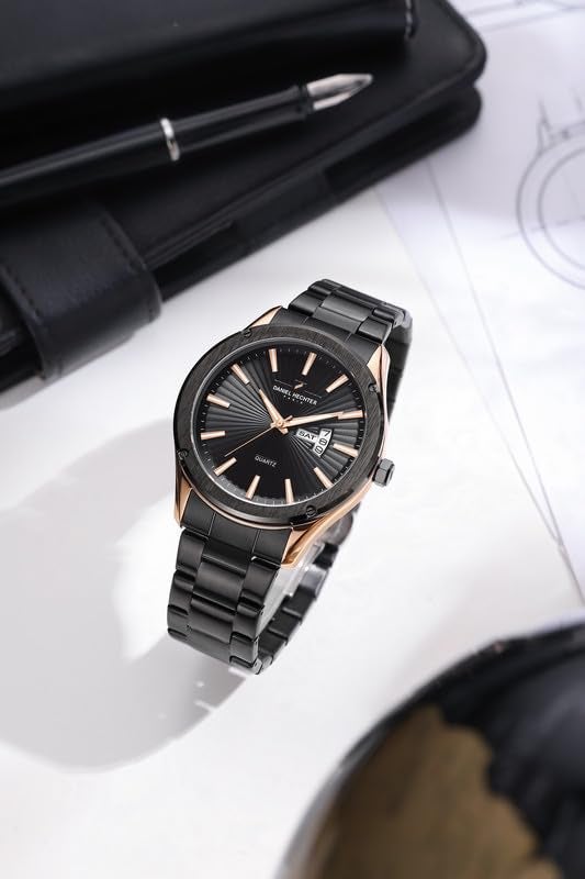 Daniel Hechter Paris Bastille Collection Analog Watch for Men with Round Dial, Stainless Steel Strap and Date Function-DHM1014 - Image 3