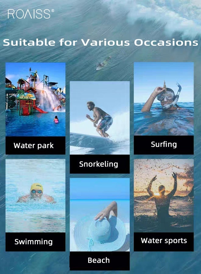 roaiss Men's 2 Piece Matching Swim Set, Printed Short Sleeve Swimwear Set,  Pullover Stretch Fit Swim Shirt and Shorts Set, Breathable Quick Dry Swimsuit Set for Beach Pool Vacation Resort, Summer Essentials Casual Beachwear, Black - Image 3