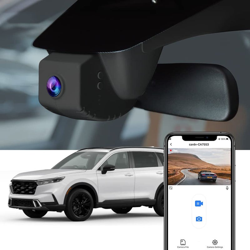 Fitcamx 4K Dash Cam Suitable for Honda CRV 20232026 Black LX EX EXL Trail Sport Touring Hybrid OEM Factory Look UHD 2160P Video WiFi APP Loop Recording GSensor Plug Play 64GB Card - Image 2