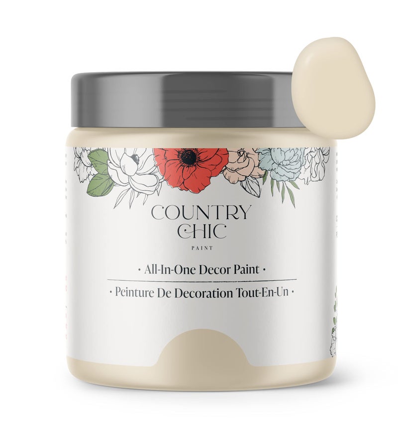 Country Chic Paint Country Chic All-in-One Chalk Paint for Furniture, Cabinets, Home Decor, Eco-Friendly, Matte Finish, Built-In Primer & Top Coat for Wood, Metal - Cheesecake (Off White) - 4 oz (118 ml) - Image 1