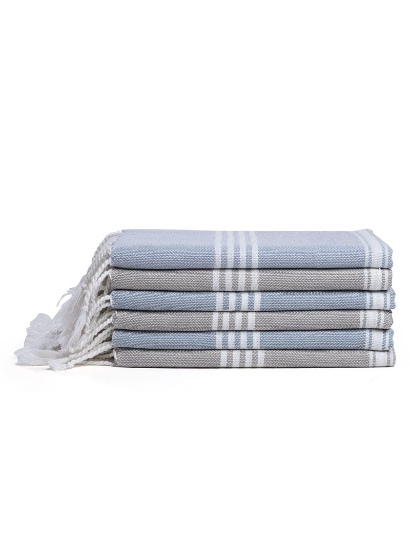 Arrabi Multi Stripes Handwoven Cotton Hand Towel (Set of 6) | ARHT-1011-1012-x6 - Image 3