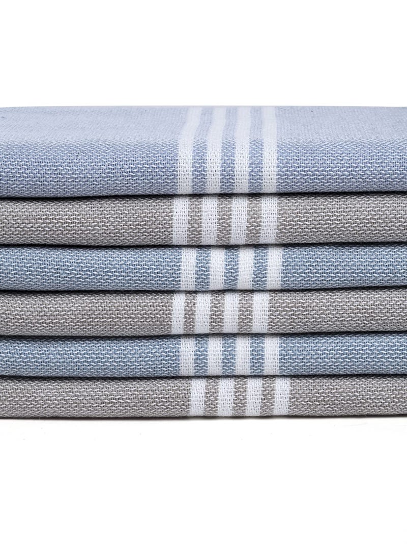 Arrabi Multi Stripes Handwoven Cotton Hand Towel (Set of 6) | ARHT-1011-1012-x6 - Image 2