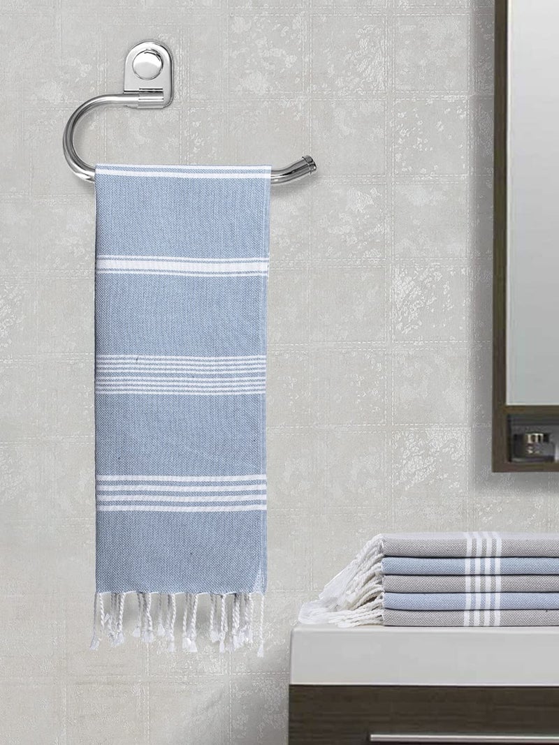 Arrabi Multi Stripes Handwoven Cotton Hand Towel (Set of 6) | ARHT-1011-1012-x6 - Image 1