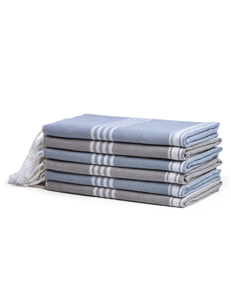 Arrabi Multi Stripes Handwoven Cotton Hand Towel (Set of 6) | ARHT-1011-1012-x6 - Image 4