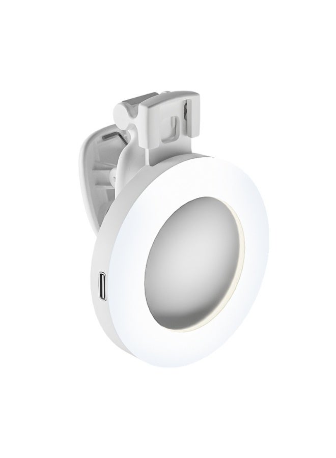 porodo Lifestyle Clip-On Mirror Fill Light / Customizable Light Modes / Mini Mirror with Ring Light/ Travel Mirror / Compact Size / Suitable for Mobile / Portable Mirror with Light - White - Image 1