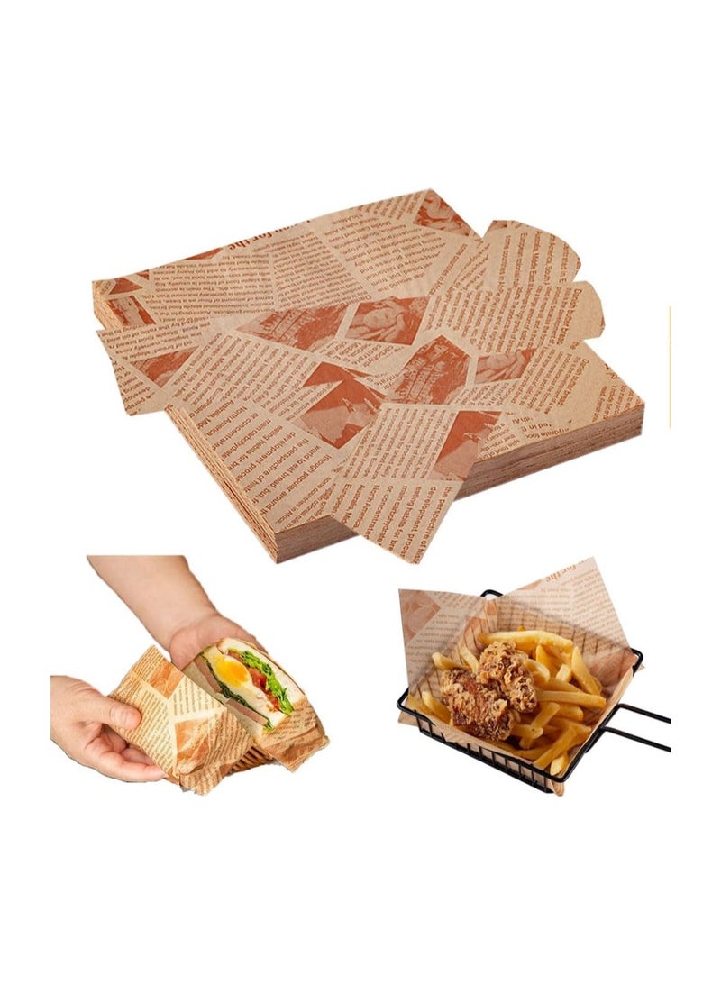 general Baking parchment paper, greaseproof wrapping paper, 100 pcs 22 * 22CM waterproof non-stick parchment paper sheet high temperature air fryer deli burger liner paper paper multi-purpose baking paper, for picnic, kitchen, barbecue - Image 1