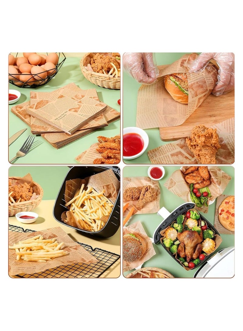 general Baking parchment paper, greaseproof wrapping paper, 100 pcs 22 * 22CM waterproof non-stick parchment paper sheet high temperature air fryer deli burger liner paper paper multi-purpose baking paper, for picnic, kitchen, barbecue - Image 2