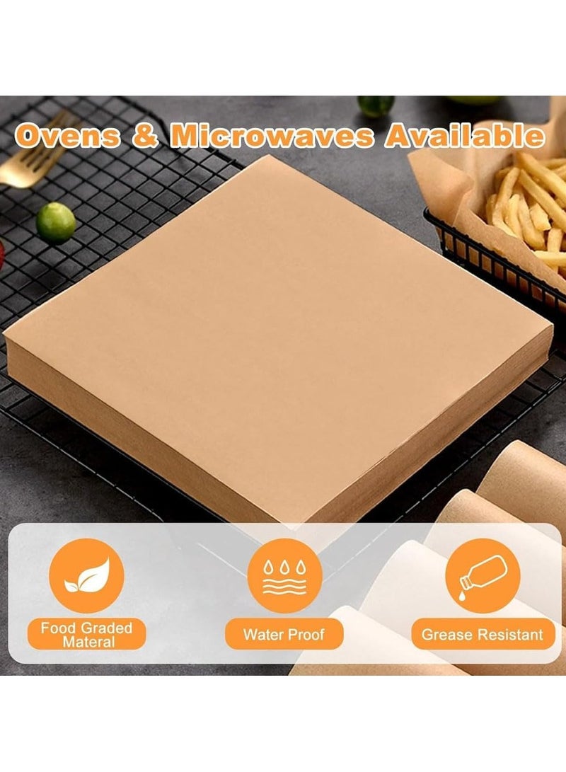 general Baking parchment paper, greaseproof wrapping paper, 100 pcs 22 * 22CM waterproof non-stick parchment paper sheet high temperature air fryer deli burger liner paper paper multi-purpose baking paper, for picnic, kitchen, barbecue - Image 3