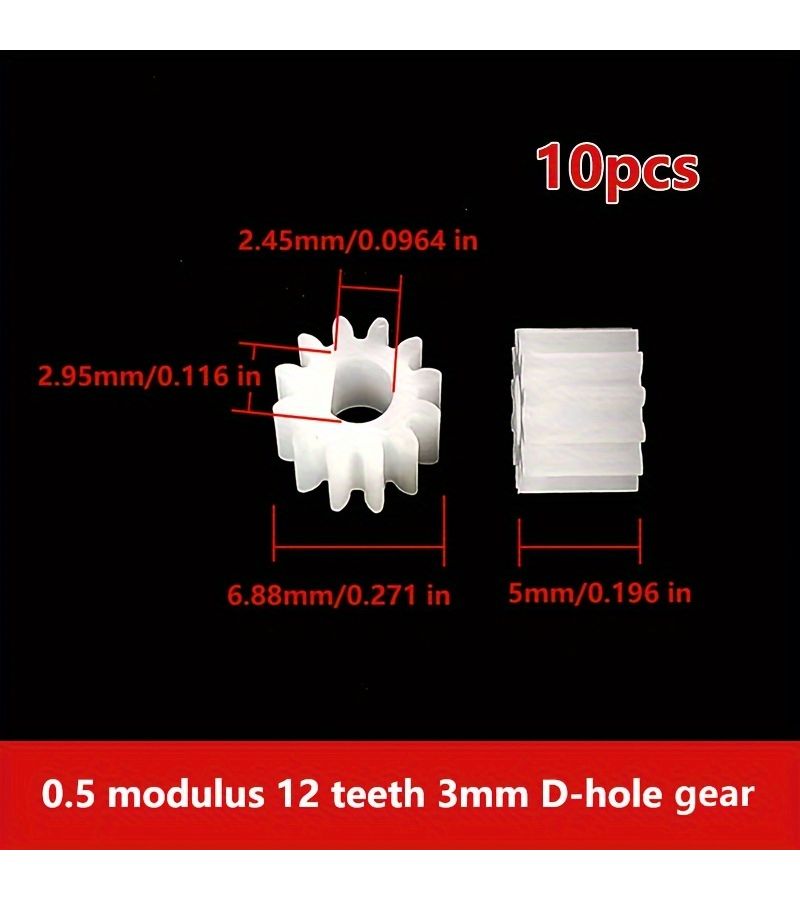 0 5 Modulus Plastic Gear 10 Pcs 12 Teeth 3mm D Hole Straight Tooth For DIY Toys - Image 5