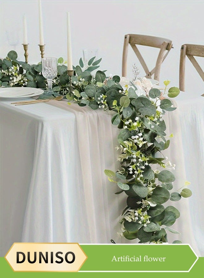 DUNISO 2 Pieces of Artificial flowers, hanging rattan fake flowers, DIY hanging fake flowers, reusable, suitable for home, garden, wall, doorway, fireplace, desktop decoration, 180cm - Image 1