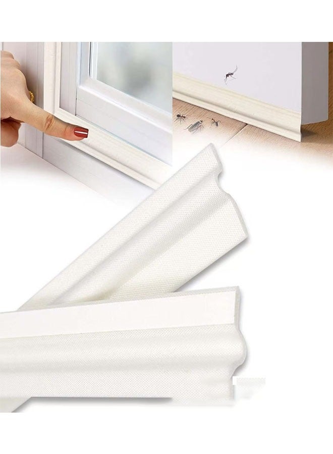 كيلا عبوتان من شرائط منع تيارات الهواء، وشرائط عزل الأبواب والنوافذ، وشرائط عزل الصوت ذاتية اللصق، وقابلة للقطع، ومقاومة للتآكل، وشرائط عزل النوافذ، بطول 13.12 قدمًا (أبيض) - Image 1