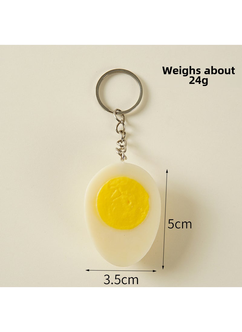 PVC Boiled Egg Keychain CharmHalf a cooked egg-silver ordinary keychain Half a cooked egg-silver ordinary keychain