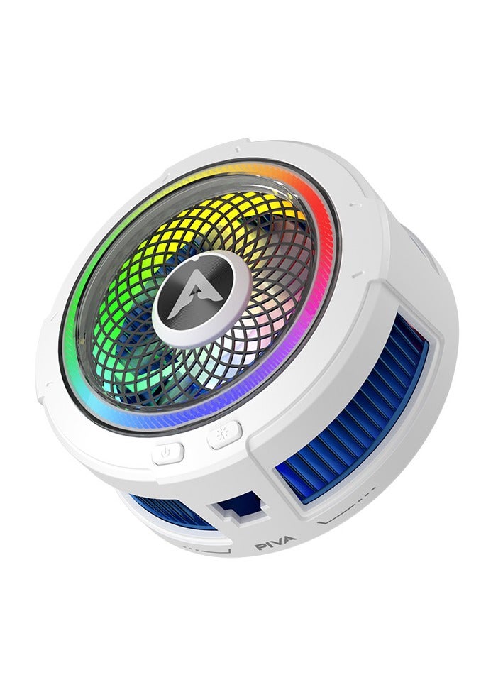 piva PIVA B2 Mobile Cooling Fan with RGB Lighting Attractive lighting enhances the gaming or streaming atmosphere and gives a modern look Powerful motor supports fast cooling up to 20 watts to keep your mobile temperature low no matter the usage conditions Light weight and compact design Quiet operation Color: White - Image 1