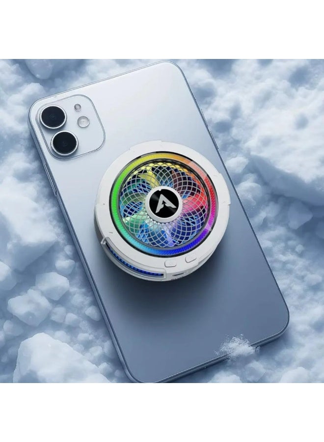 piva PIVA B2 Mobile Cooling Fan with RGB Lighting Attractive lighting enhances the gaming or streaming atmosphere and gives a modern look Powerful motor supports fast cooling up to 20 watts to keep your mobile temperature low no matter the usage conditions Light weight and compact design Quiet operation Color: White - Image 2