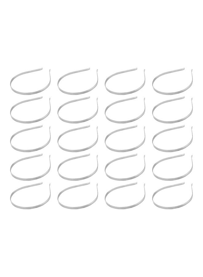 NIBEMINENT 20-Piece Stainless Steel Hair Hoops Metal Headband Silver 