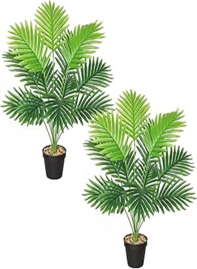 Artificial Plants Large Areca Artificial Palm Tree 68 cm High 12 Branches in Pot Artificial Plant Tropical Hawaiian Green Fake Plant Real Touch Plants Artificial Flower Decoration Office