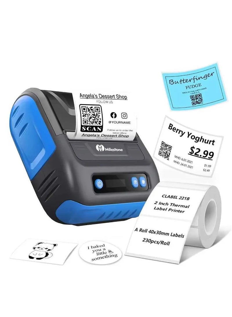 مايلستون طابعة ملصقات 2 في 1 تعمل بالبلوتوث وUSB، طباعة إيصالات وملصقات محمولة 10 مم-80 مم، طابعة فواتير شخصية محمولة، طابعة نقاط بيع USB، طابعة حرارية لاسلكية صغيرة متوافقة مع أنظمة Android/iOS/Windows - Image 2