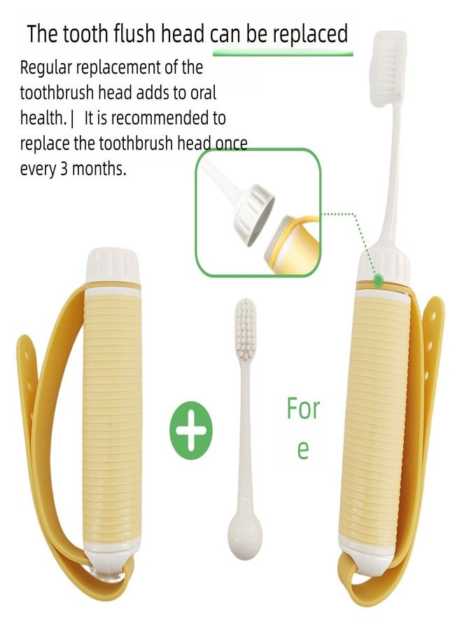UKYCEORA Adaptive Toothbrush for Elderly,Toothbrush for Handicapped Adults,Adaptive Fat Handled Toothbrush for People with Special Needs,Cerebral Palsy,The Disabled(Yellow/2 Pieces) - Image 3
