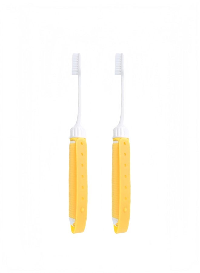 UKYCEORA Adaptive Toothbrush for Elderly,Toothbrush for Handicapped Adults,Adaptive Fat Handled Toothbrush for People with Special Needs,Cerebral Palsy,The Disabled(Yellow/2 Pieces) - Image 1